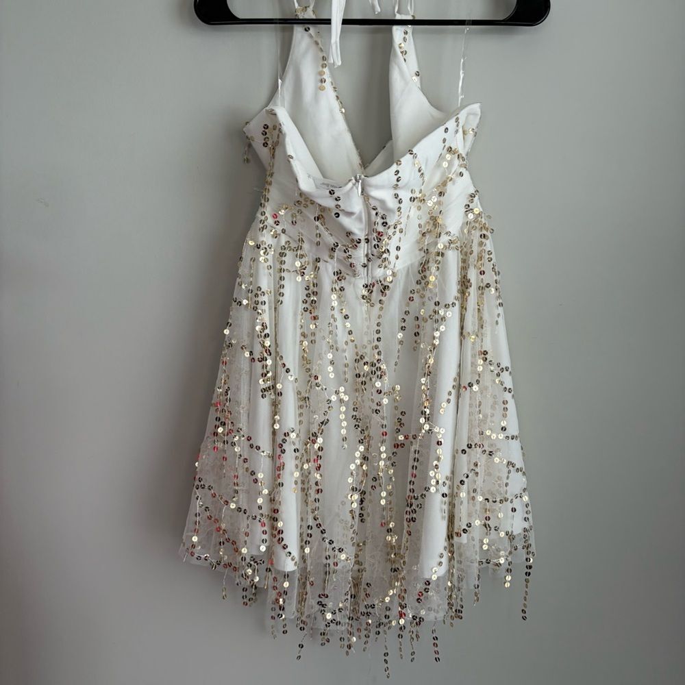 Showpo Greiz Halter Neck Sequin Tulle Mini Dress - Picture 4 of 9